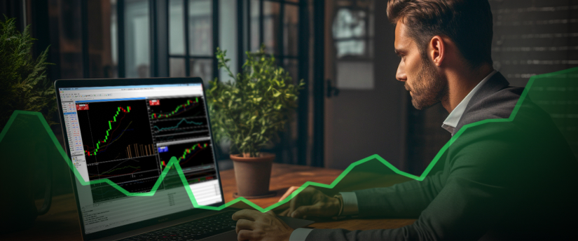Infografía que ilustra los pasos para ganar dinero a través del trading de divisas, presenta gráficos y estrategias clave para el éxito.